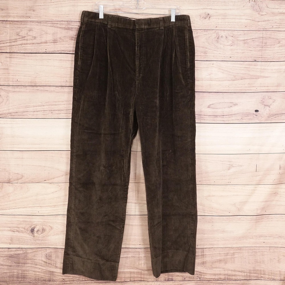 Vintage Brooks Brothers Corduroy Chino Pants Mens 35x30 Brown Made‎ In USA